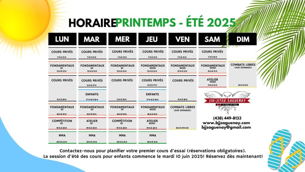 Horaire été 2025